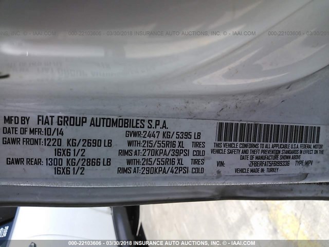 ZFBERFAT5F6199336 - 2015 RAM PROMASTER CITY  白色 照片 9