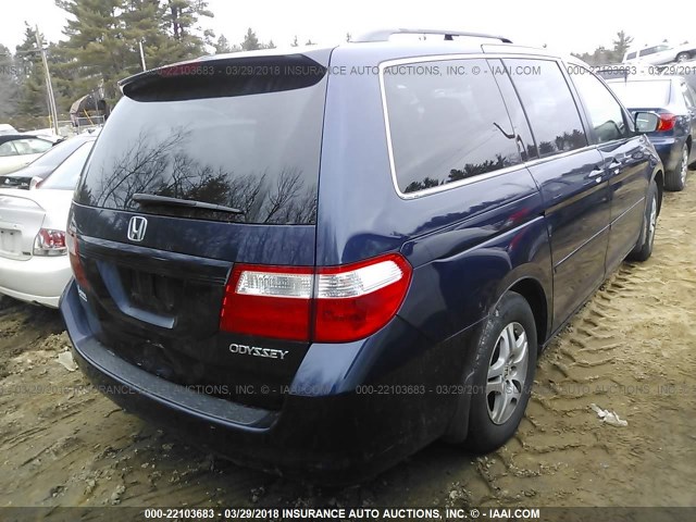 5FNRL38675B040335 - 2005 HONDA ODYSSEY EXL ლურჯი ფოტო 4