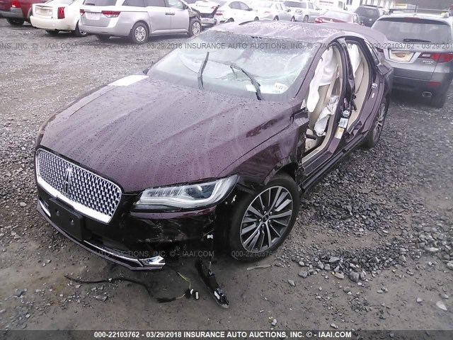 3LN6L5D91HR647571 - 2017 LINCOLN MKZ SELECT MAROON photo 2