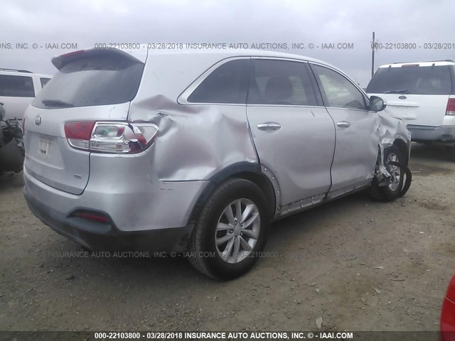 5XYPG4A35GG073234 - 2016 KIA SORENTO LX/L SILVER photo 4