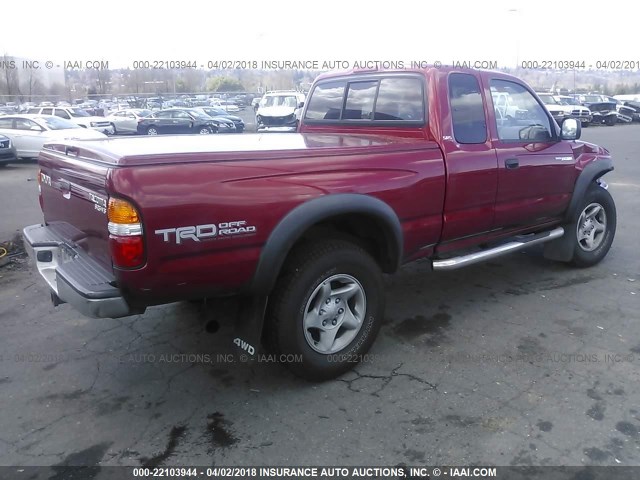 5TEWN72N62Z060929 - 2002 TOYOTA TACOMA XTRACAB RED photo 4