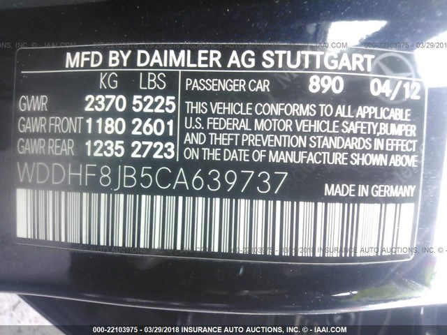 WDDHF8JB5CA639737 - 2012 MERCEDES-BENZ E 350 4MATIC Dark Blue photo 9