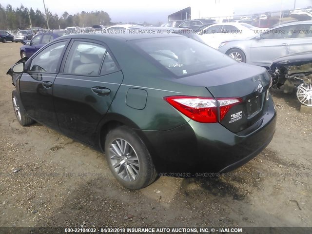 5YFBURHE8EP067489 - 2014 TOYOTA COROLLA L/LE/LE PLS/PRM/S/S PLS GREEN photo 3