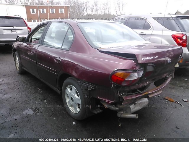 1G1NE52J616144704 - 2001 CHEVROLET MALIBU LS მუქწითელი ფოტო 3
