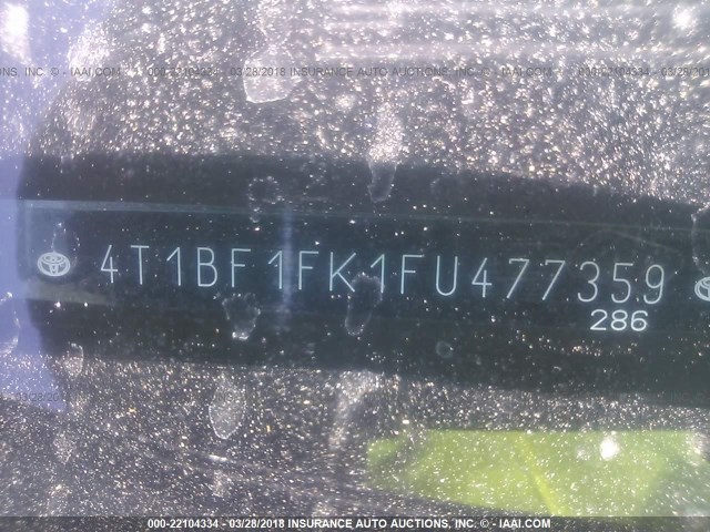 4T1BF1FK1FU477359 - 2015 TOYOTA CAMRY LE/XLE/SE/XSE GRAY photo 9