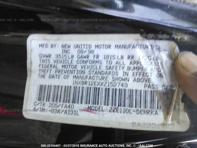 1NXBR12EXXZ152749 - 1999 TOYOTA COROLLA VE/CE/LE 灰色 照片 9