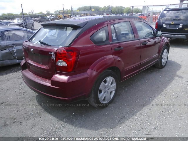 1B3HB48BX7D554211 - 2007 DODGE CALIBER SXT RED photo 4