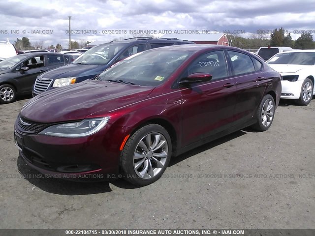 1C3CCCBBXFN614137 - 2015 CHRYSLER 200 S MAROON photo 2