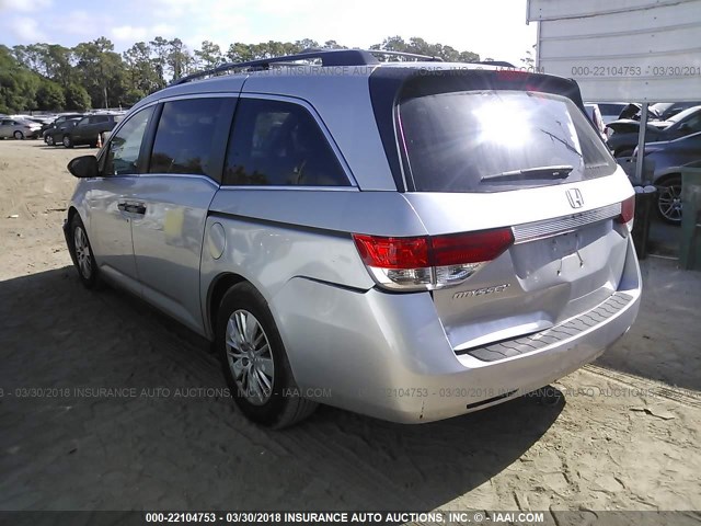 5FNRL5H28EB074535 - 2014 HONDA ODYSSEY LX SILVER photo 3