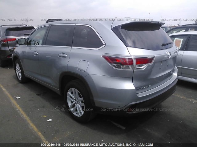 5TDZKRFH5FS077889 - 2015 TOYOTA HIGHLANDER LE/LE PLUS SILVER photo 3