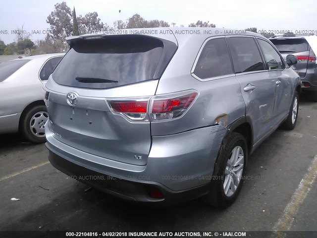 5TDZKRFH5FS077889 - 2015 TOYOTA HIGHLANDER LE/LE PLUS SILVER photo 4