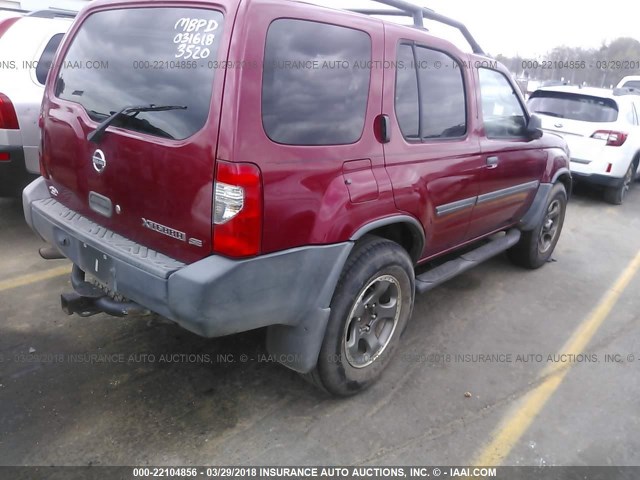 5N1MD28Y02C583520 - 2002 NISSAN XTERRA SE/SC RED photo 4