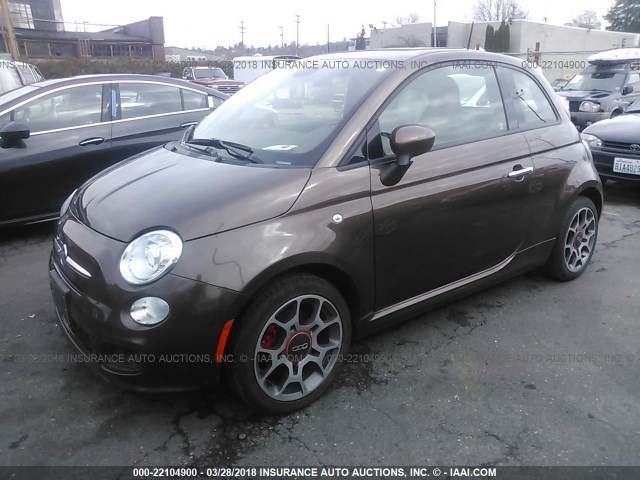 3C3CFFBR6FT615632 - 2015 FIAT 500 SPORT BROWN photo 2