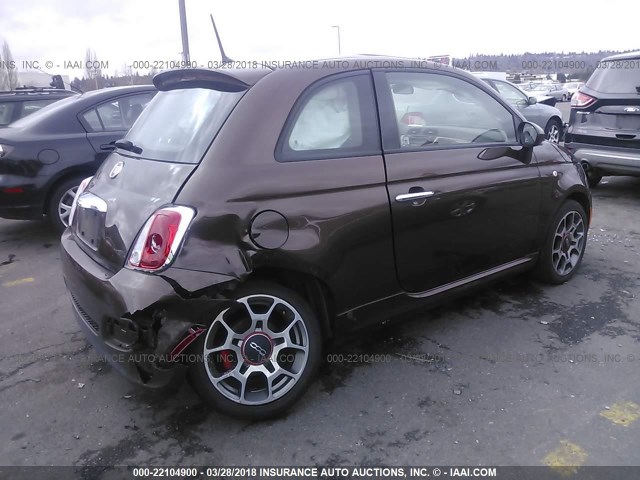 3C3CFFBR6FT615632 - 2015 FIAT 500 SPORT BROWN photo 4