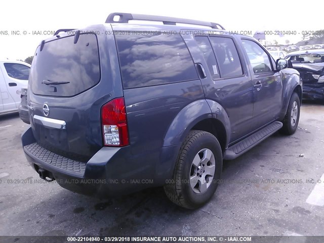 5N1AR1NB8AC628958 - 2010 NISSAN PATHFINDER S/LE/SE GRAY photo 4