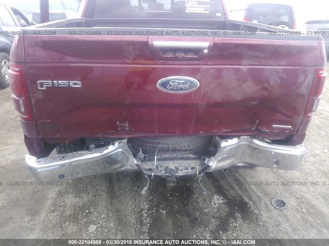 1FTEW1EF1GKE97047 - 2016 FORD F150 SUPERCREW RED photo 6