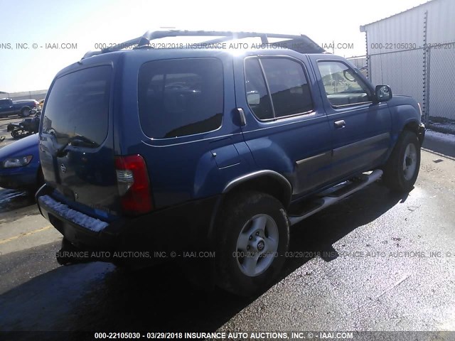 5N1ED28Y81C531040 - 2001 NISSAN XTERRA XE/SE BLUE photo 4