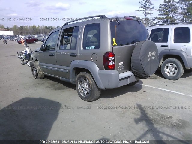 1J4GL48K95W670146 - 2005 JEEP LIBERTY SPORT GRAY photo 3