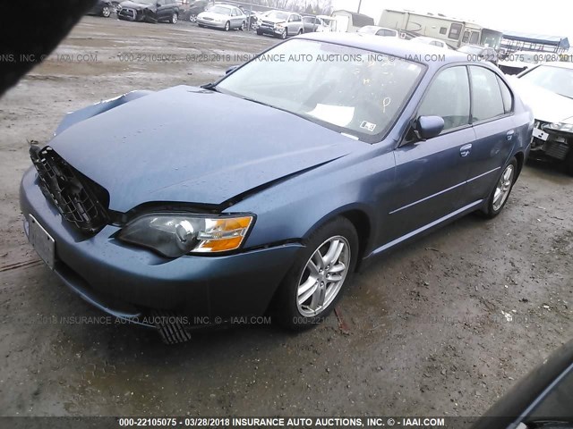 4S3BL616257221555 - 2005 SUBARU LEGACY 2.5I BLUE photo 2