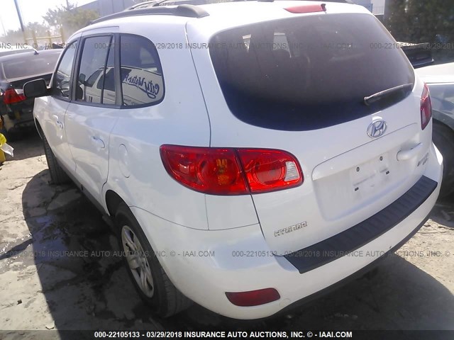 5NMSG73D59H260662 - 2009 HYUNDAI SANTA FE GLS WHITE photo 3