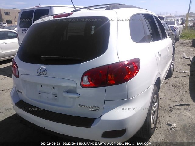 5NMSG73D59H260662 - 2009 HYUNDAI SANTA FE GLS WHITE photo 4