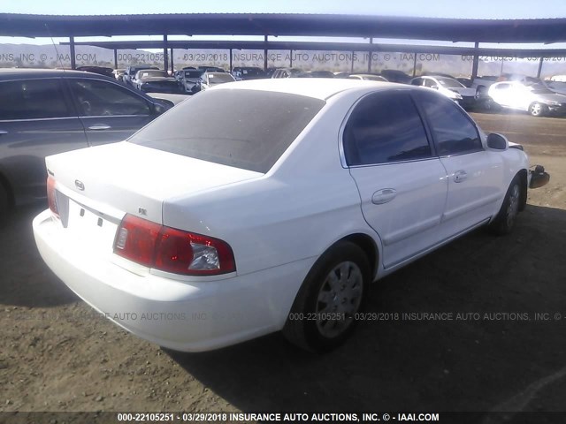 KNAGD126345373422 - 2004 KIA OPTIMA LX/EX WHITE photo 4