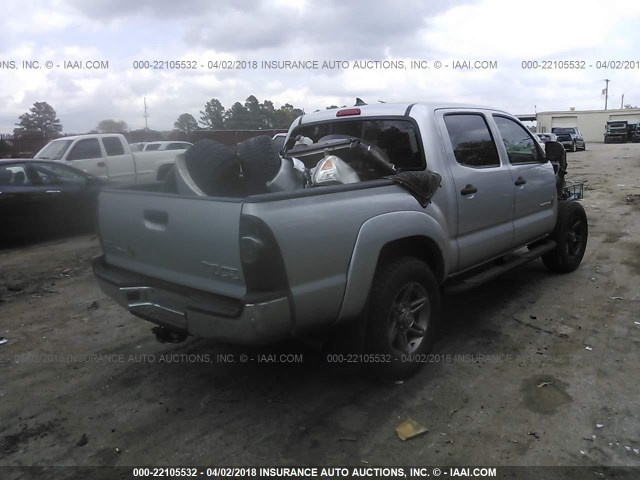 5TFJU4GN8CX021191 - 2012 TOYOTA TACOMA DOUBLE CAB PRERUNNER SILVER photo 4