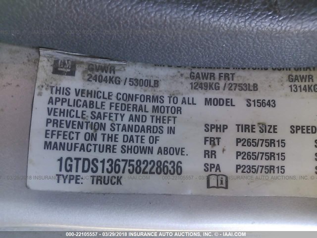 1GTDS136758228636 - 2005 GMC CANYON TAN photo 9