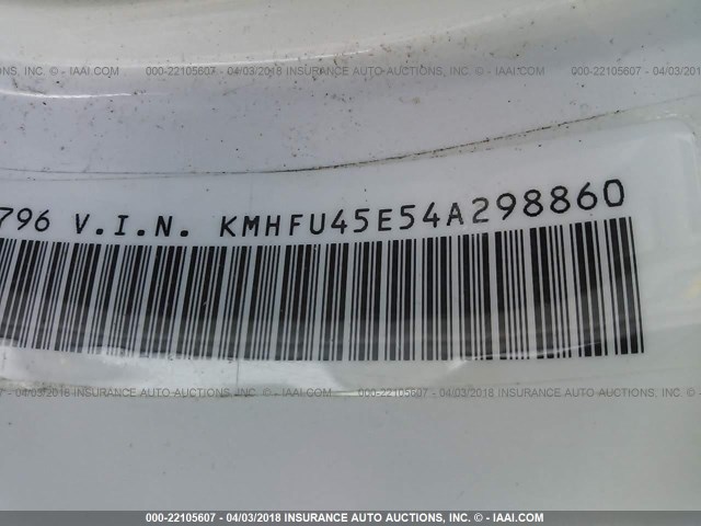 KMHFU45E54A298860 - 2004 HYUNDAI XG 350 WHITE photo 9