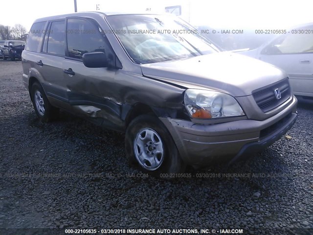 2HKYF18123H599236 - 2003 HONDA PILOT LX GOLD photo 1