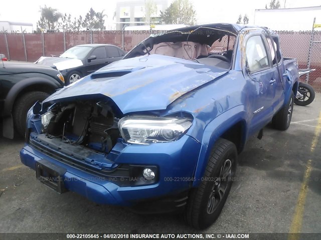 3TMAZ5CN6GM014488 - 2016 TOYOTA TACOMA DBL CAB/SR5/TRD SPORT/OR BLUE photo 2