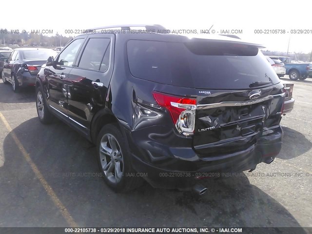 1FM5K8F81DGA84852 - 2013 FORD EXPLORER LIMITED 黑色 照片 3
