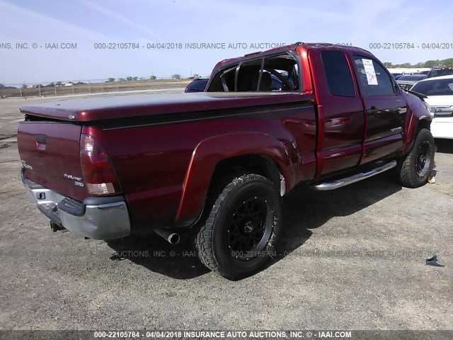 5TETX62N85Z077940 - 2005 TOYOTA TACOMA PRERUNNER ACCESS CAB MAROON photo 4