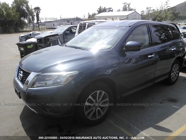 5N1AR2MN5FC614315 - 2015 NISSAN PATHFINDER S/SV/SL/PLATINUM Navy photo 2