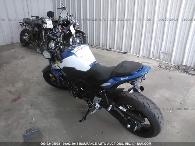 JS1GR7NA5F2102626 - 2015 SUZUKI GSX-S750 BLUE photo 3