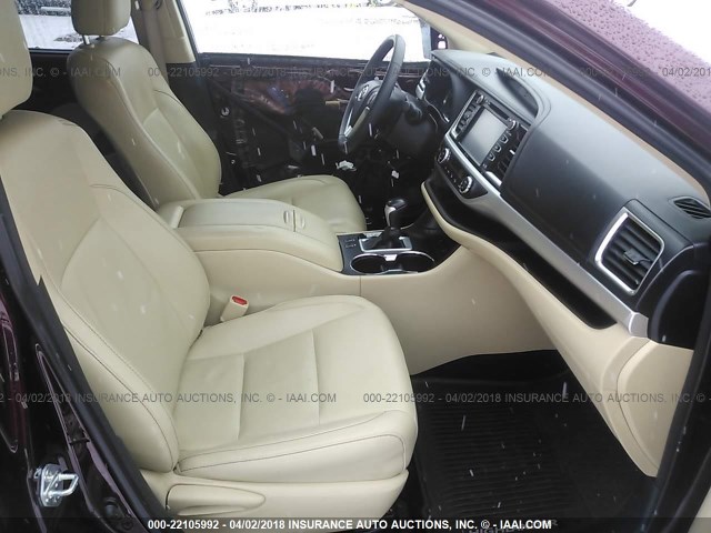 5TDJKRFH5FS111987 - 2015 TOYOTA HIGHLANDER XLE მუქწითელი ფოტო 5