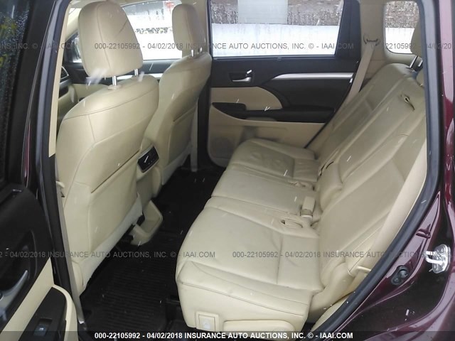 5TDJKRFH5FS111987 - 2015 TOYOTA HIGHLANDER XLE მუქწითელი ფოტო 8
