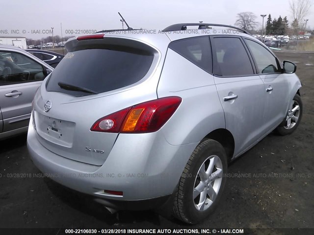 JN8AZ18W79W148878 - 2009 NISSAN MURANO S/SL/LE SILVER photo 4