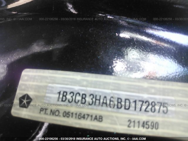 1B3CB3HA6BD172875 - 2011 DODGE CALIBER MAINSTREET BLACK photo 9