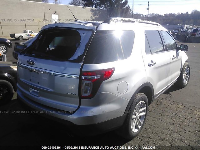 1FM5K8D80DGC00447 - 2013 FORD EXPLORER XLT SILVER photo 4