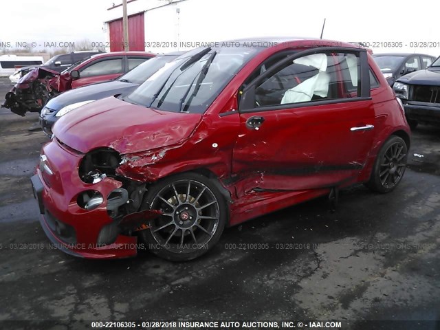 3C3CFFFH9DT697340 - 2013 FIAT 500 ABARTH RED photo 2