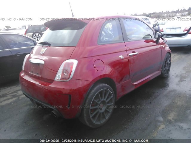 3C3CFFFH9DT697340 - 2013 FIAT 500 ABARTH RED photo 4