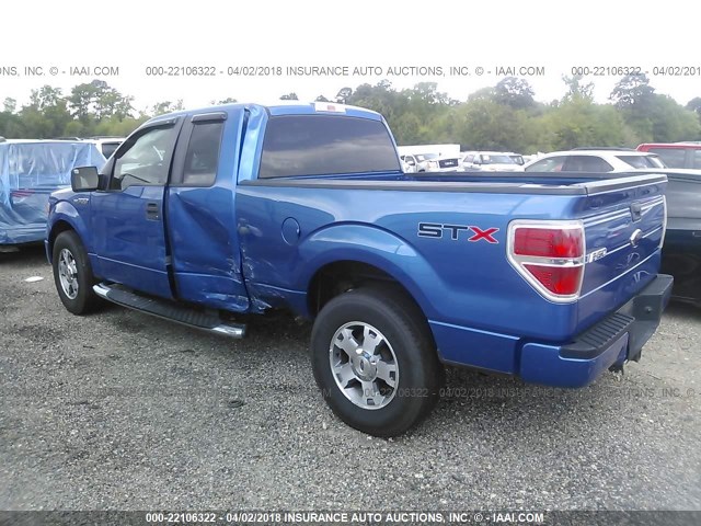 1FTRX12809FB10830 - 2009 FORD F150 SUPER CAB BLUE photo 3