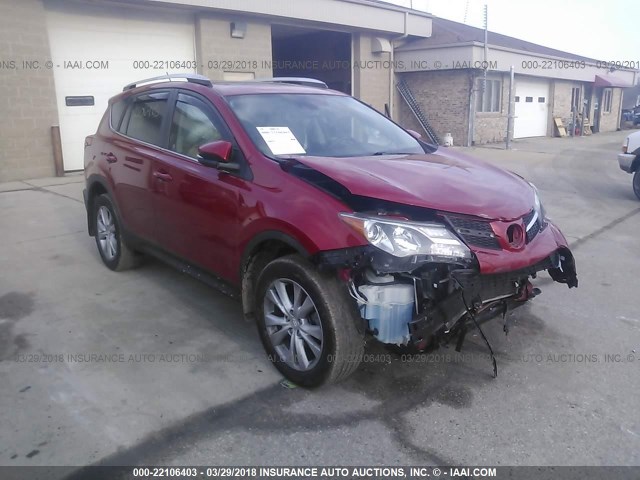 2T3DFREV4FW245137 - 2015 TOYOTA RAV4 LIMITED RED photo 1