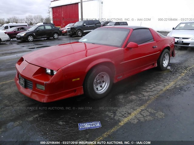 1G1FP23T7NL167980 - 1992 CHEVROLET CAMARO RS RED photo 2