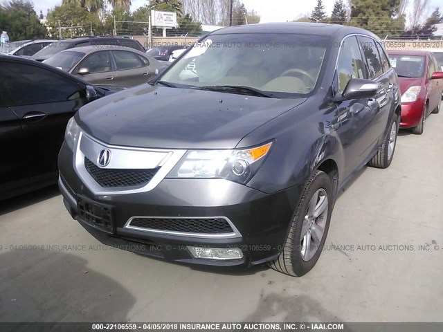 2HNYD2H62AH525239 - 2010 ACURA MDX TECHNOLOGY GRAY photo 2