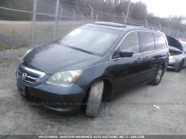 5FNRL38765B122999 - 2005 HONDA ODYSSEY EXL მწვანე ფოტო 2