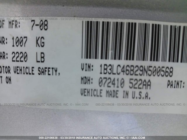 1B3LC46B29N500568 - 2009 DODGE AVENGER SE/SXT SILVER photo 9