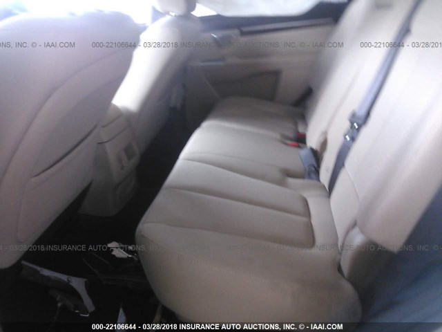 5XYZG3AB9BG069495 - 2011 HYUNDAI SANTA FE GLS WHITE photo 8