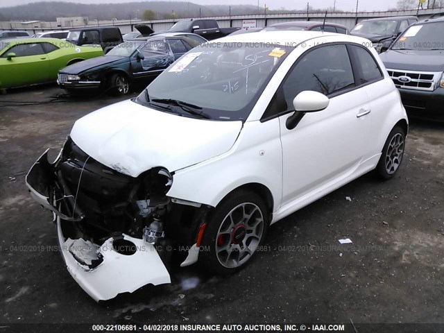 3C3CFFBR4CT126285 - 2012 FIAT 500 SPORT WHITE photo 2